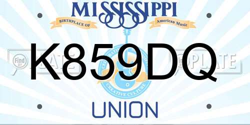 K859DQ Mississippi License Plate