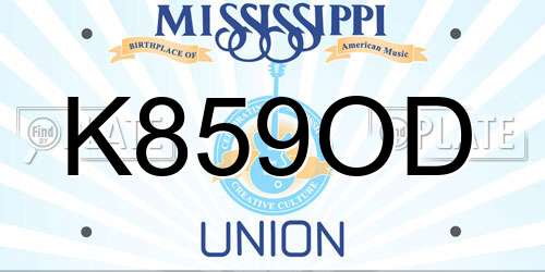 K859OD Mississippi License Plate