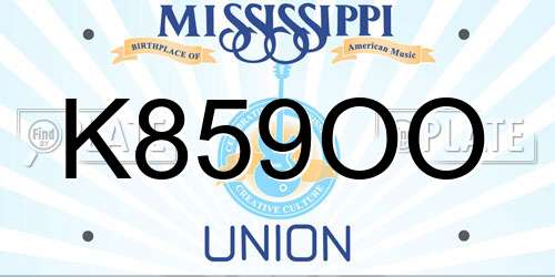 K859OO Mississippi License Plate