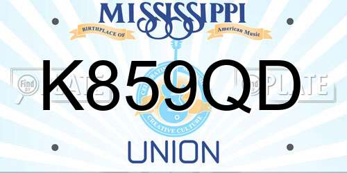 K859QD Mississippi License Plate