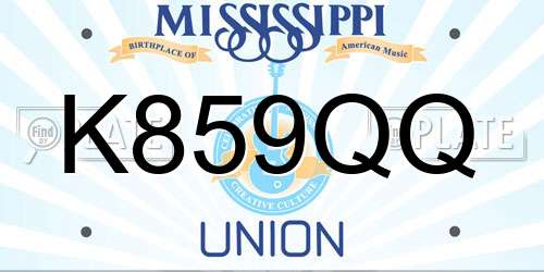 K859QQ Mississippi License Plate