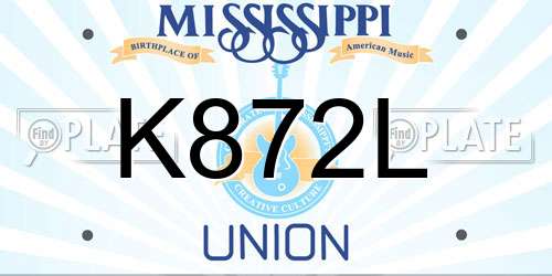 K872L Mississippi License Plate
