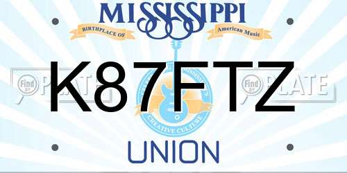 K87FTZ Mississippi License Plate