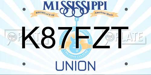 K87FZT Mississippi License Plate