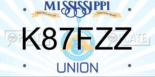K87FZZ Mississippi License Plate