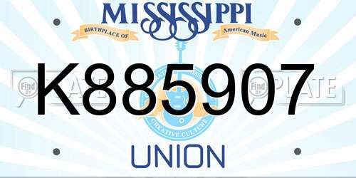 K885907 Mississippi License Plate