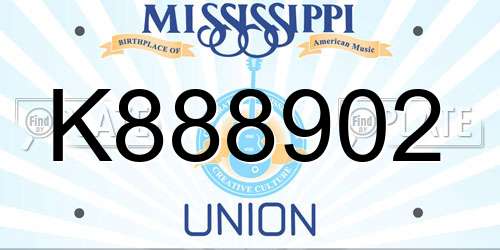 K888902 Mississippi License Plate