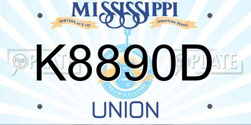 K8890D Mississippi License Plate