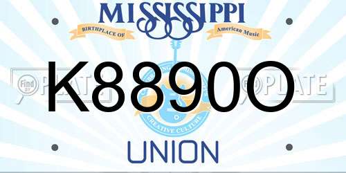 K8890O Mississippi License Plate