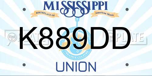 K889DD Mississippi License Plate