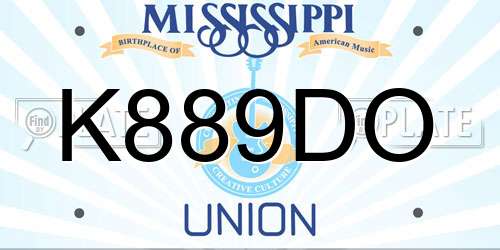 K889DO Mississippi License Plate