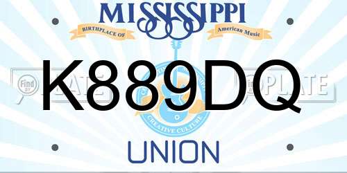 K889DQ Mississippi License Plate