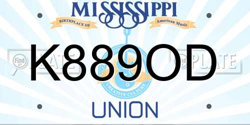 K889OD Mississippi License Plate