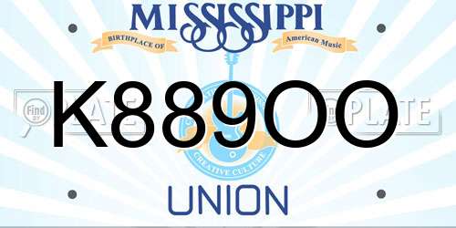 K889OO Mississippi License Plate