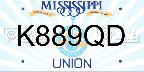 K889QD Mississippi License Plate