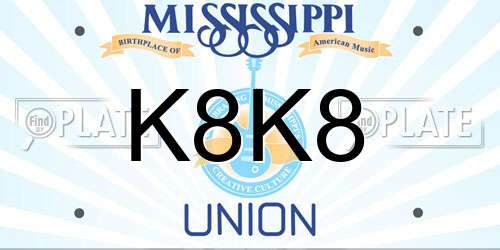 K8K8 Mississippi License Plate