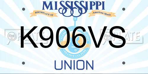 K906VS Mississippi License Plate