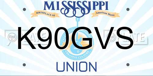 K90GVS Mississippi License Plate