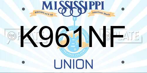 K961NF Mississippi License Plate