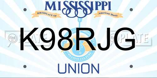 K98RJG Mississippi License Plate