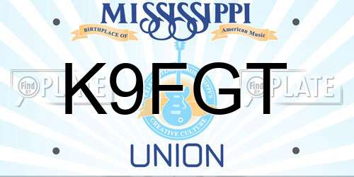 K9FGT Mississippi License Plate