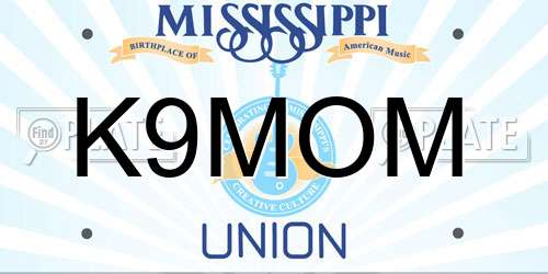 K9MOM Mississippi License Plate