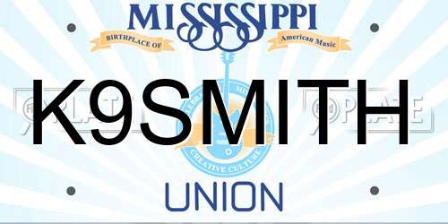 K9SMITH Mississippi License Plate