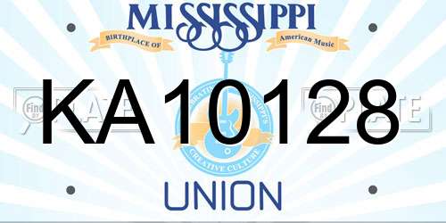 KA10128 Mississippi License Plate