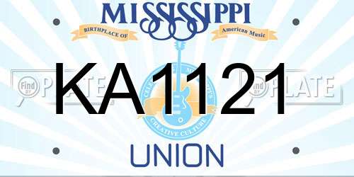 KA1121 Mississippi License Plate