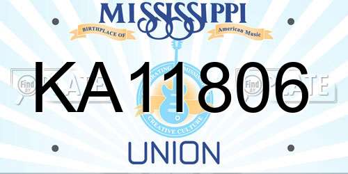 KA11806 Mississippi License Plate