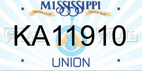 KA11910 Mississippi License Plate