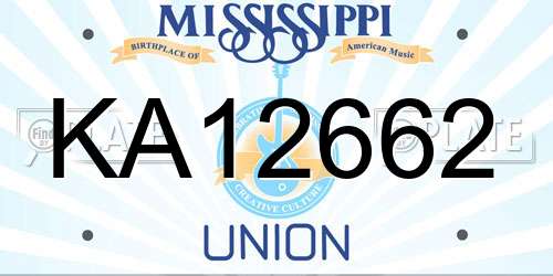 KA12662 Mississippi License Plate