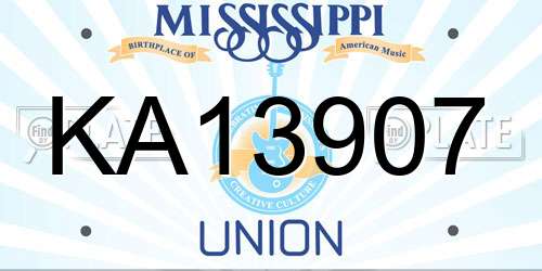 KA13907 Mississippi License Plate