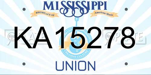 KA15278 Mississippi License Plate