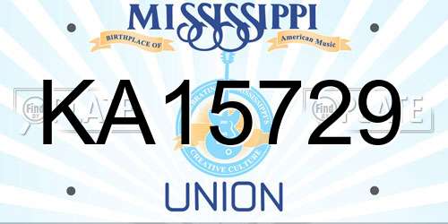 KA15729 Mississippi License Plate