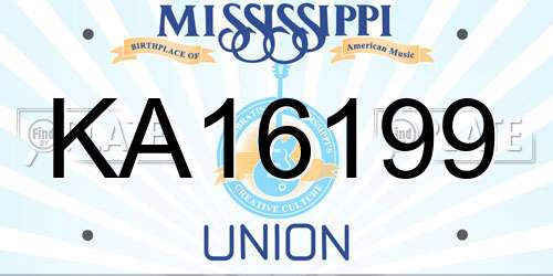 KA16199 Mississippi License Plate