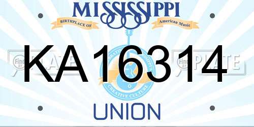 KA16314 Mississippi License Plate