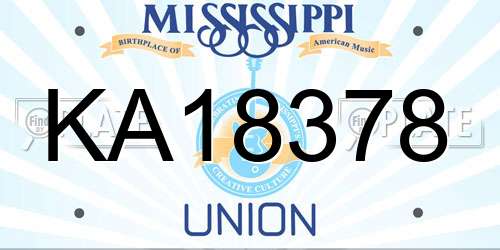 KA18378 Mississippi License Plate
