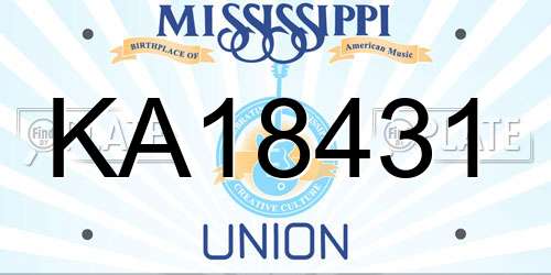 KA18431 Mississippi License Plate