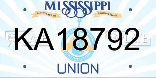 KA18792 Mississippi License Plate