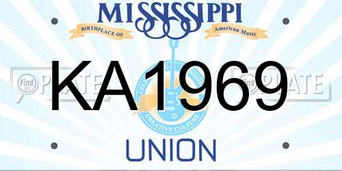 KA1969 Mississippi License Plate