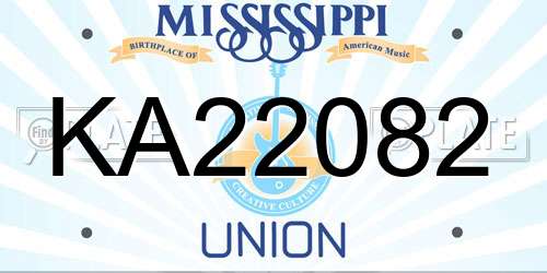 KA22082 Mississippi License Plate