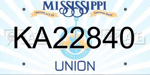 KA22840 Mississippi License Plate