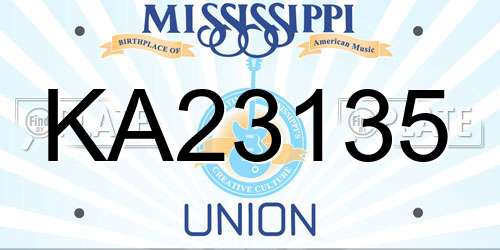 KA23135 Mississippi License Plate