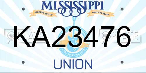 KA23476 Mississippi License Plate