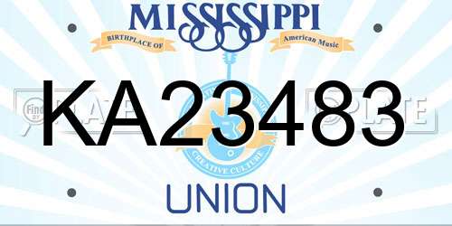 KA23483 Mississippi License Plate