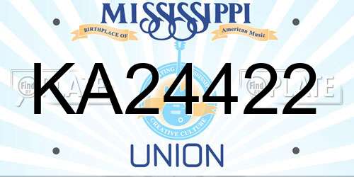 KA24422 Mississippi License Plate