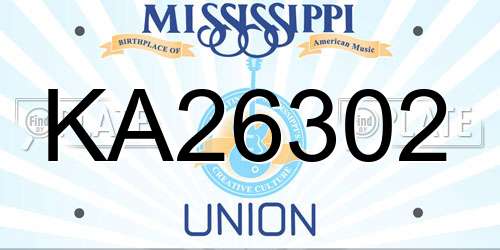 KA26302 Mississippi License Plate