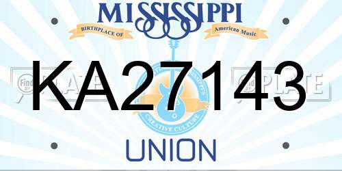 KA27143 Mississippi License Plate