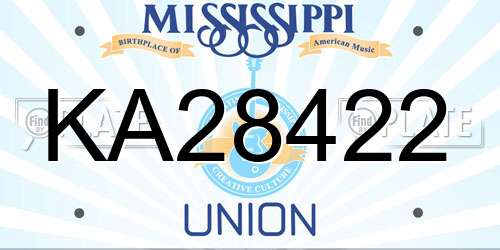 KA28422 Mississippi License Plate